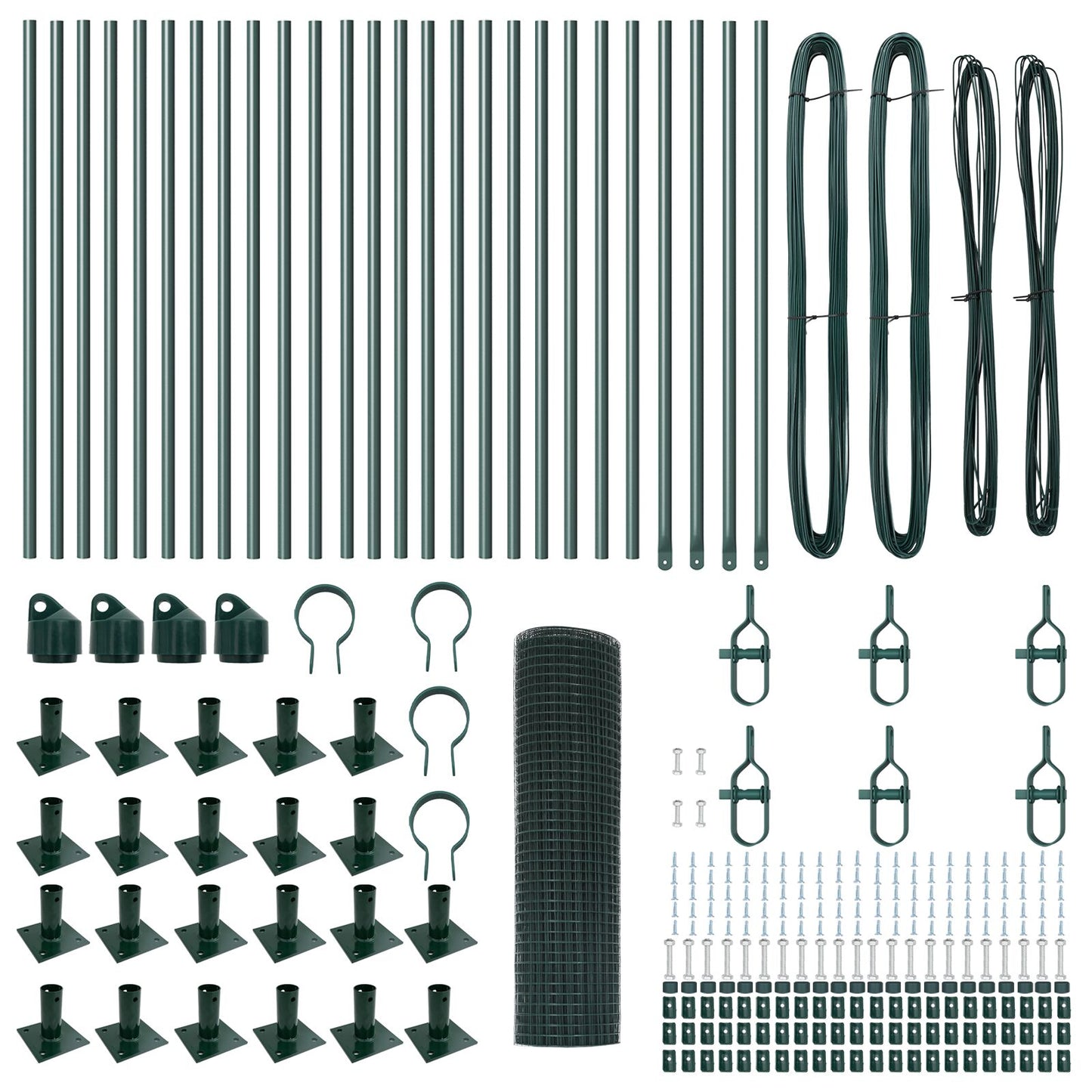 Welded Wire Fence with 13 Flanged Posts Green 1x50 m Teräs