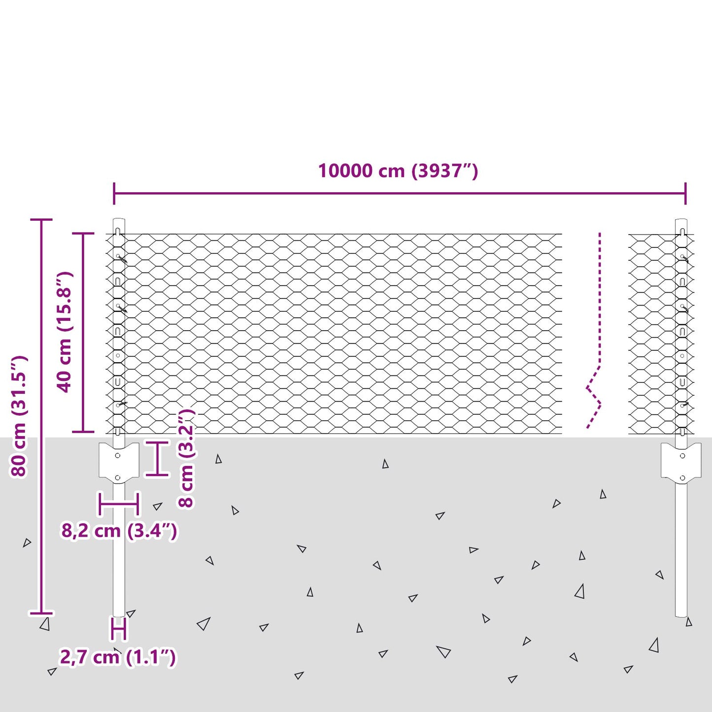 Aitapylväät 11 kpl U-kanavakuvio Vihreä 40 cm Teräs, vidaXL Kuusikulmainen aita Vihreä 0.4x100 m Teräs