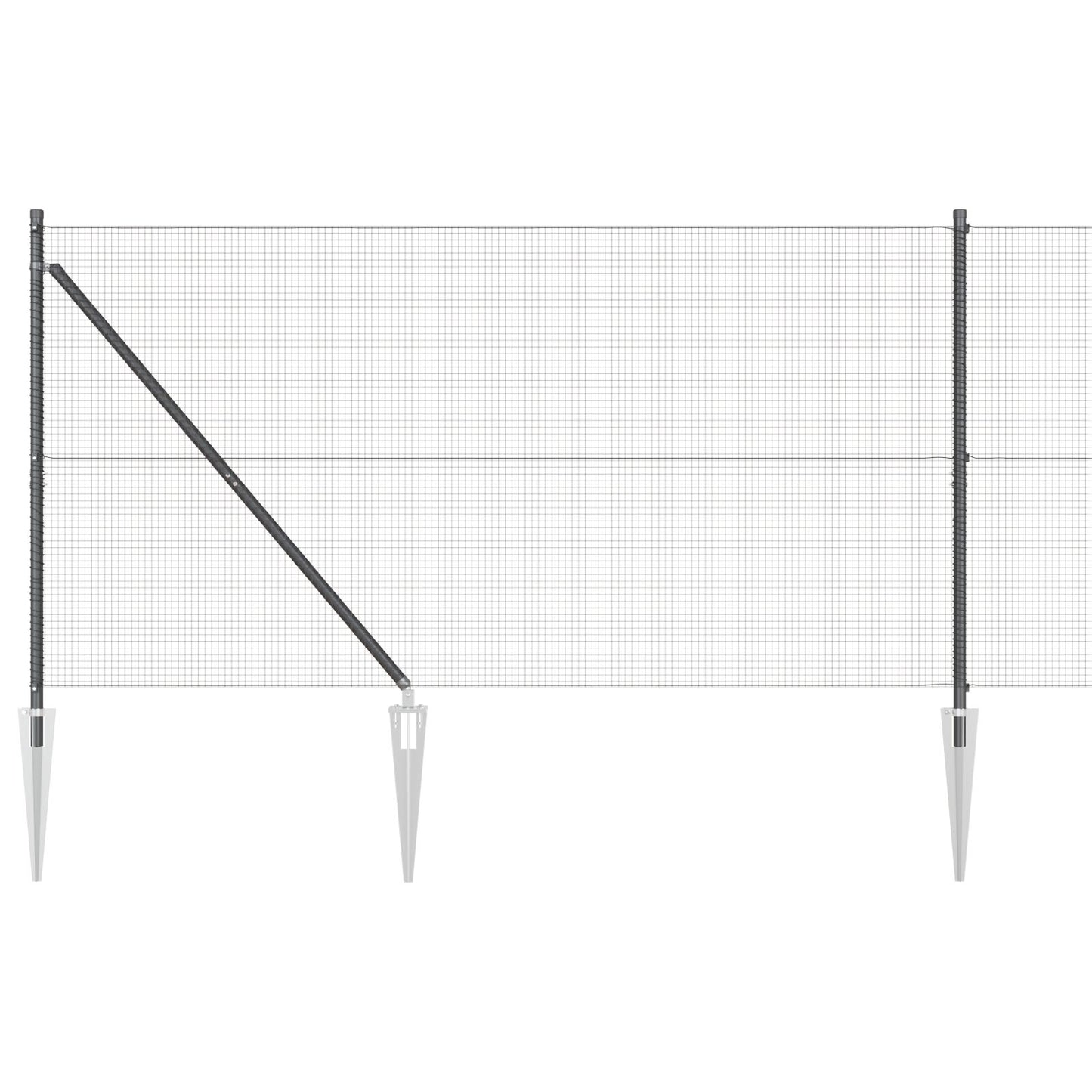 Welded Wire Fence with 7 Spike Posts Harmaa 1.2x10 m Teräs