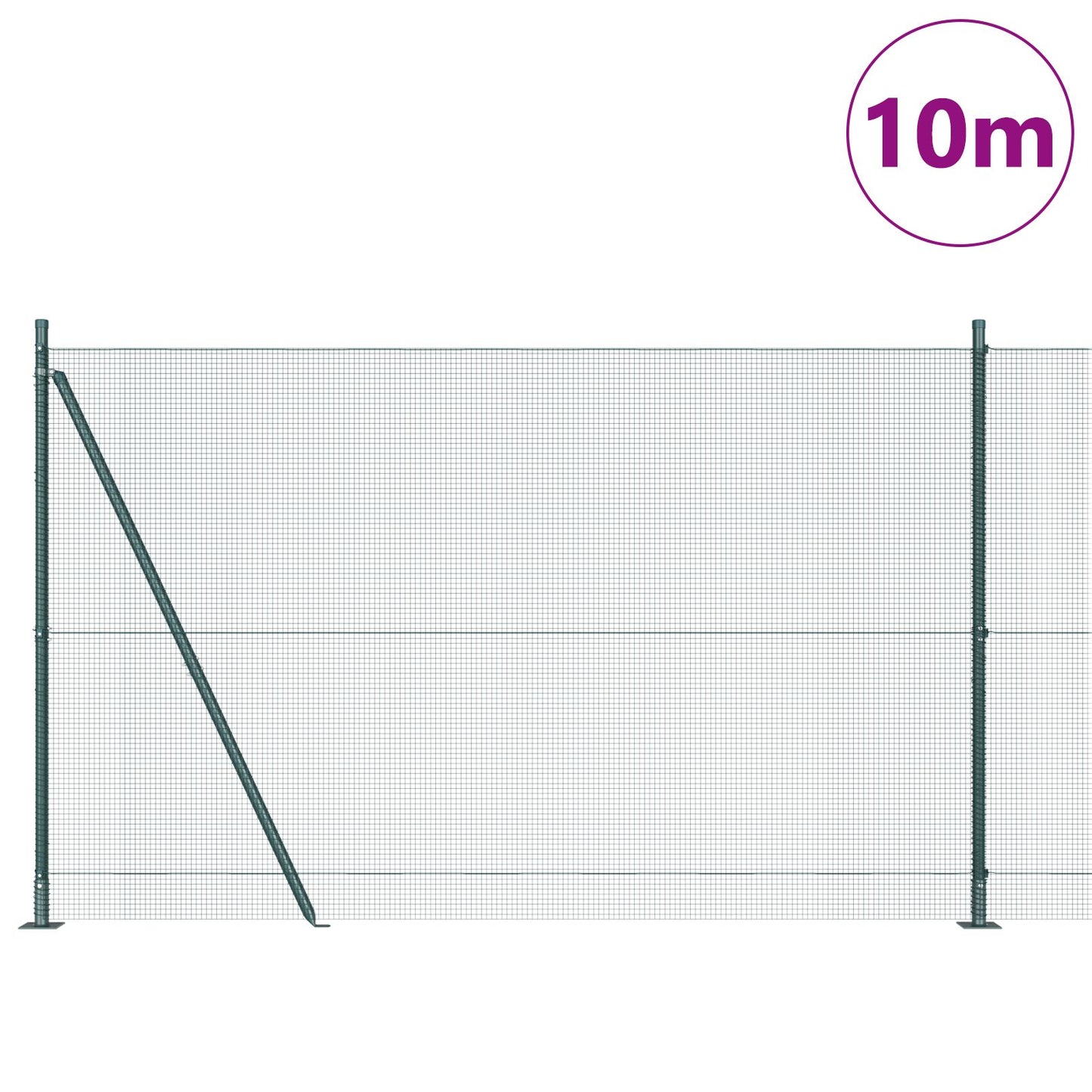 Verkkokohdistettu aita 7 Flanged Tolpalla Vihreä 1.5x10 m Teräs