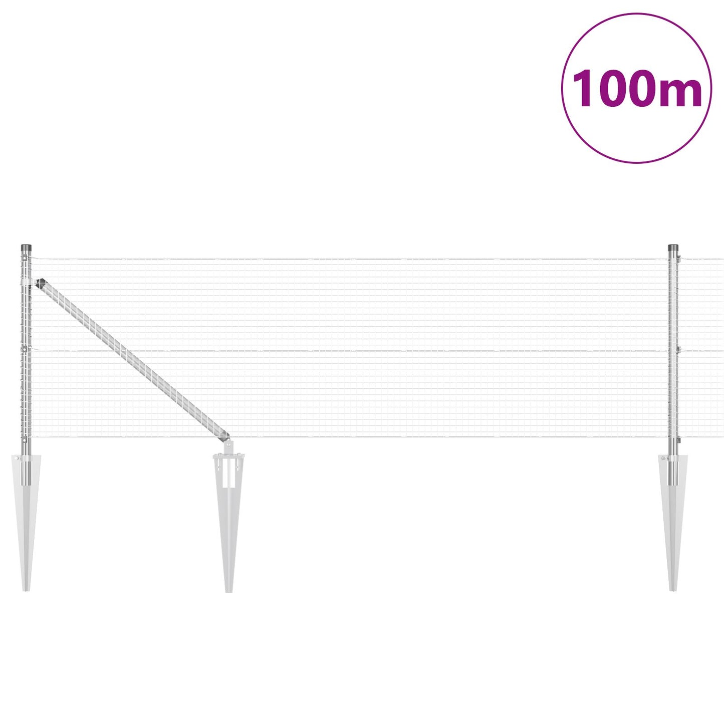 :n hitsattu langa-aidan setti 13 piikkipaalulla 0,5x100 m galvanoidusta teräksestä