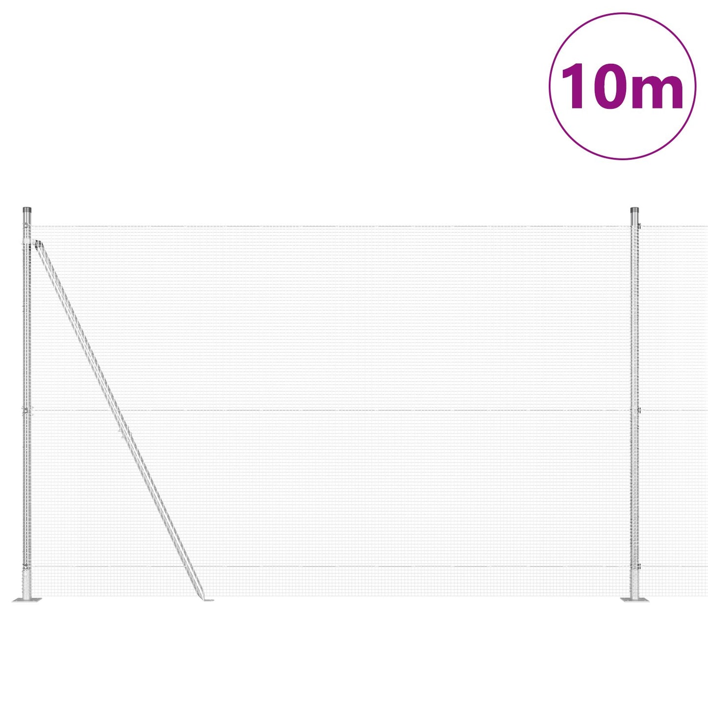 Welded Wire Fence 7 reunaputkella 1.6x10 m galvanoidusta teräksestä