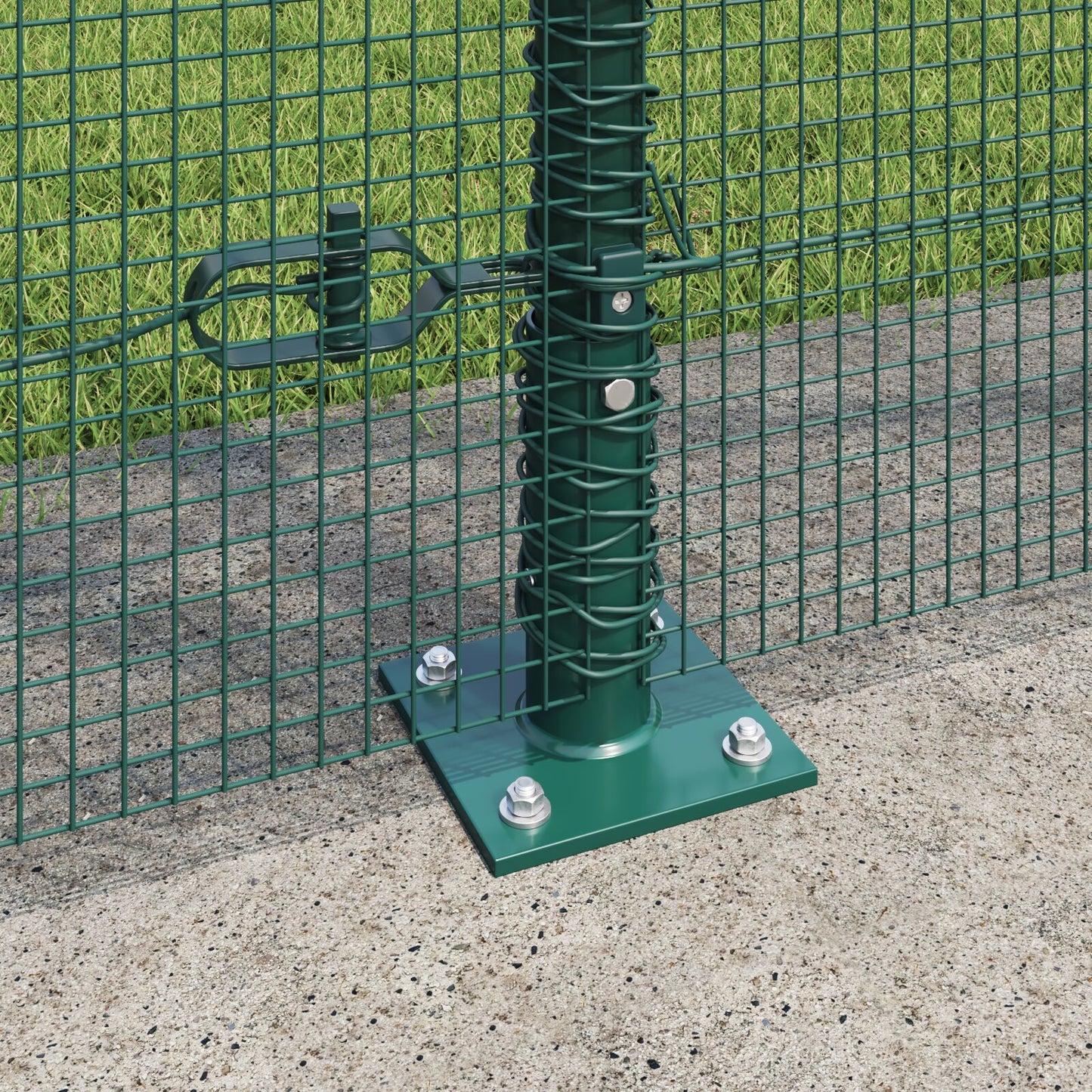 Verkkokohdistettu aita 7 Flanged Tolpalla Vihreä 1.5x10 m Teräs