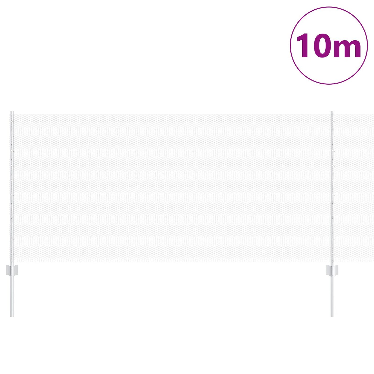 Aitapylväät 10 kpl U-kanava 100 cm galvanoitua terästä, vidaXL Kuusikulmainen aita 1x10 m galvanoitua terästä