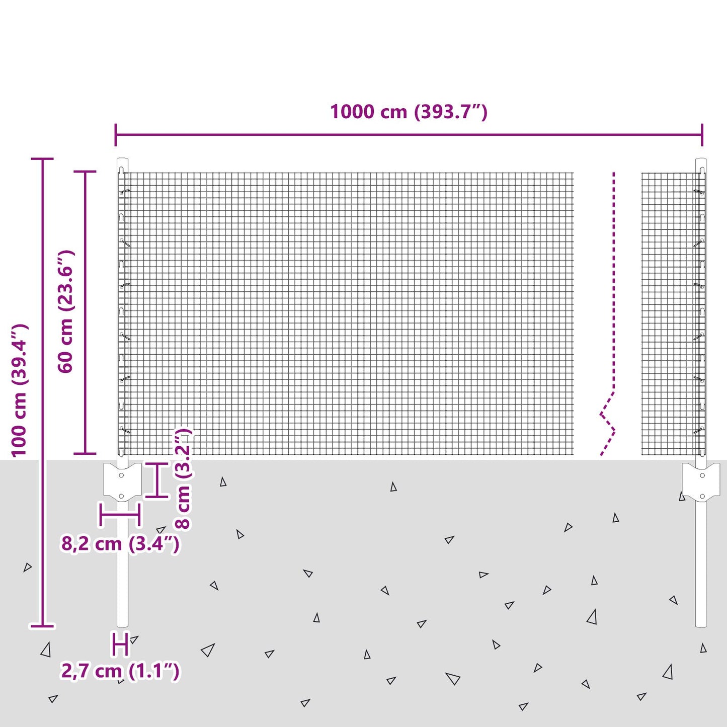 Weldattu Langoitusaita 5 U-pellillä Hopea 0.6x10 m Teräs