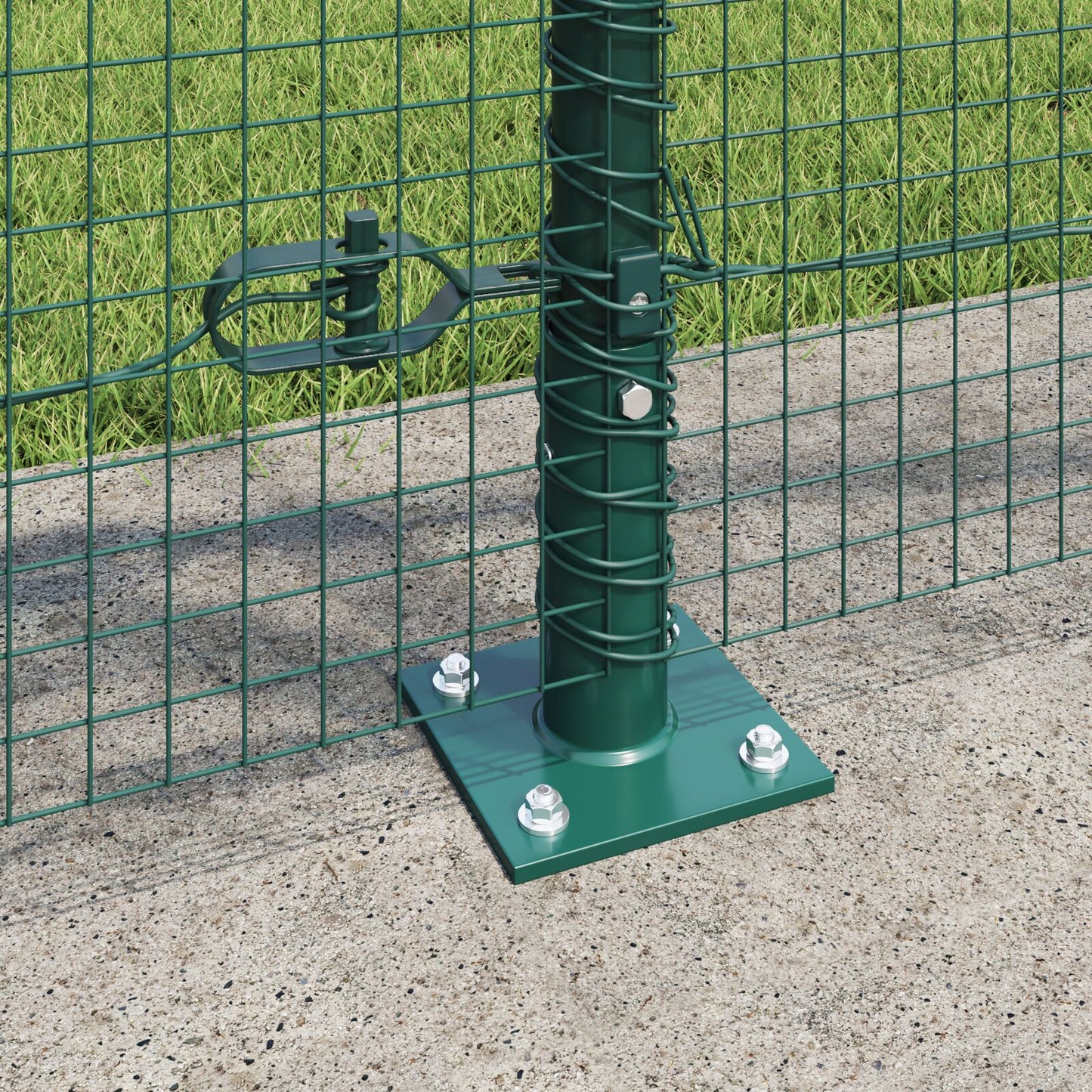 Welded Wire Fence with 13 Flanged Posts Green 1x50 m Teräs