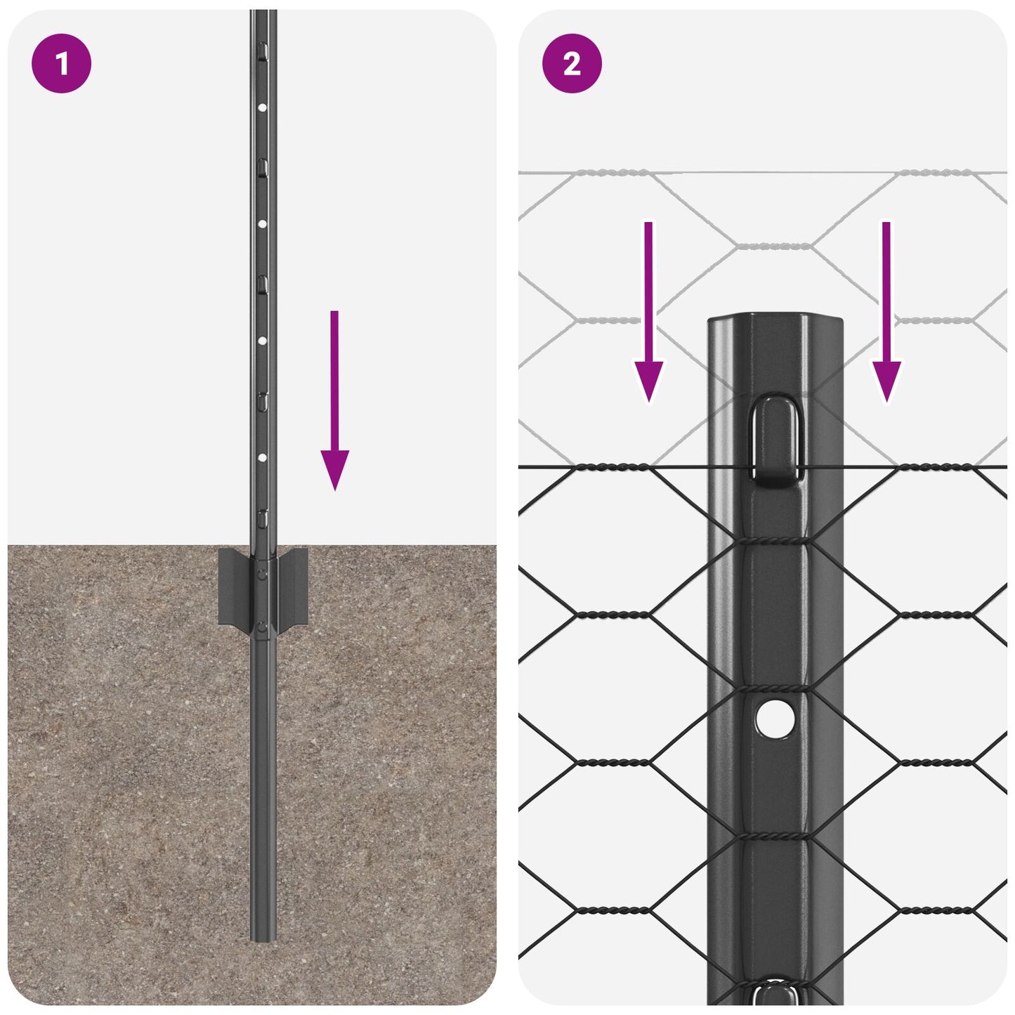 Verkkoposti 11 kpl U-kanava Harmaa 80 cm Teräs, vidaXL Kuusikulmainen verkko Harmaa 0.8x100 m Teräs