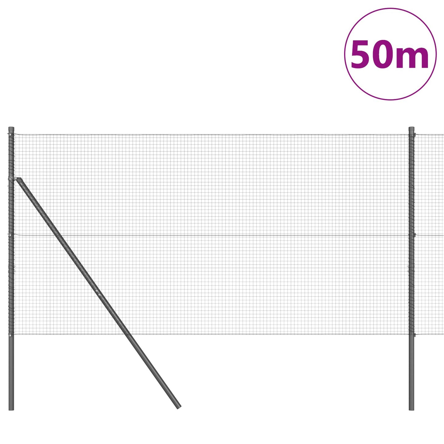 Welded Wire Fence with 13 Posts Harmaa 1,2x50 m Teräs