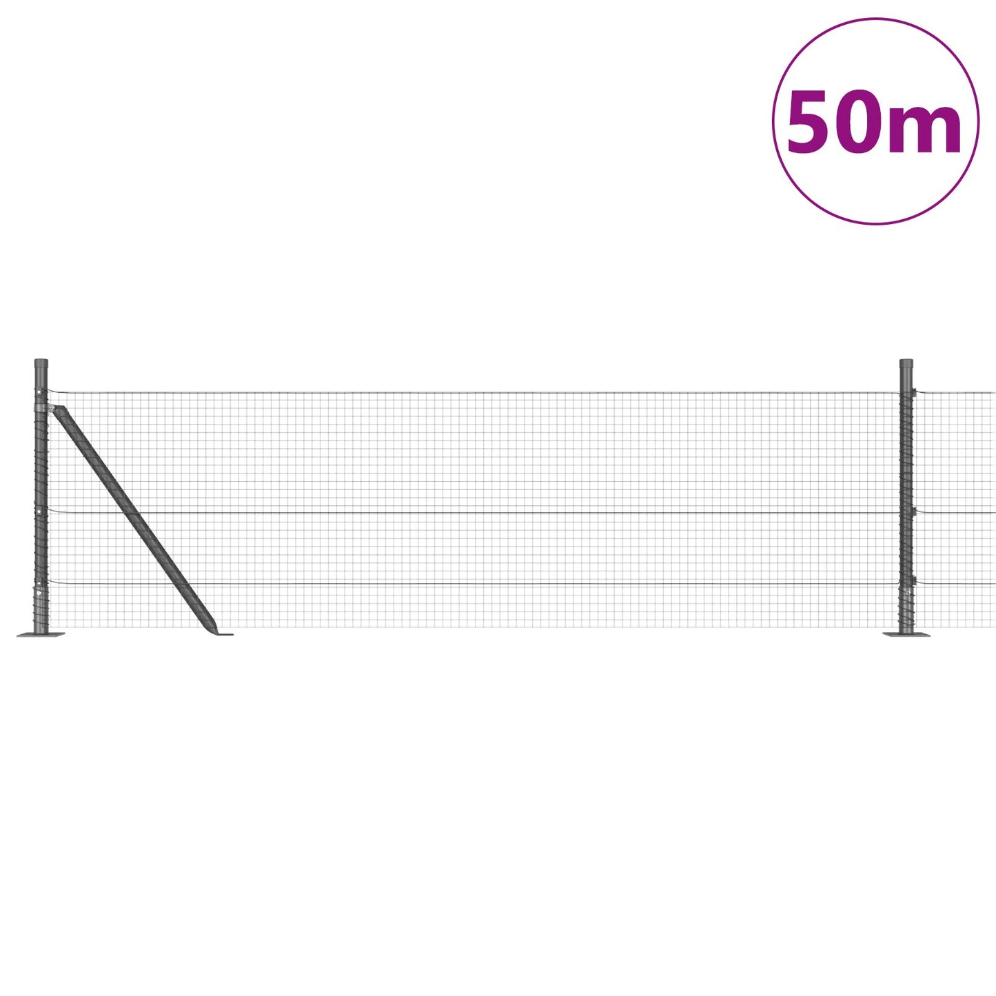 Weldattu langaaita 13 liitetyllä tolppalla Harmaa 0.6x50 m Teräs