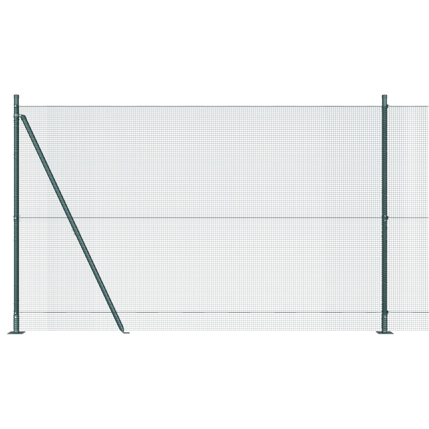 Verkkokohdistettu aita 7 Flanged Tolpalla Vihreä 1.5x10 m Teräs