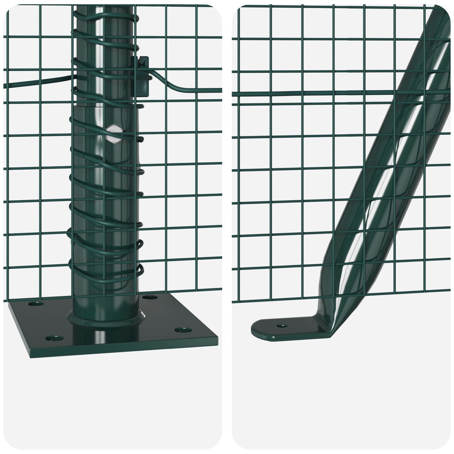 Welded Wire Fence with 13 Flanged Posts Green 1x50 m Teräs