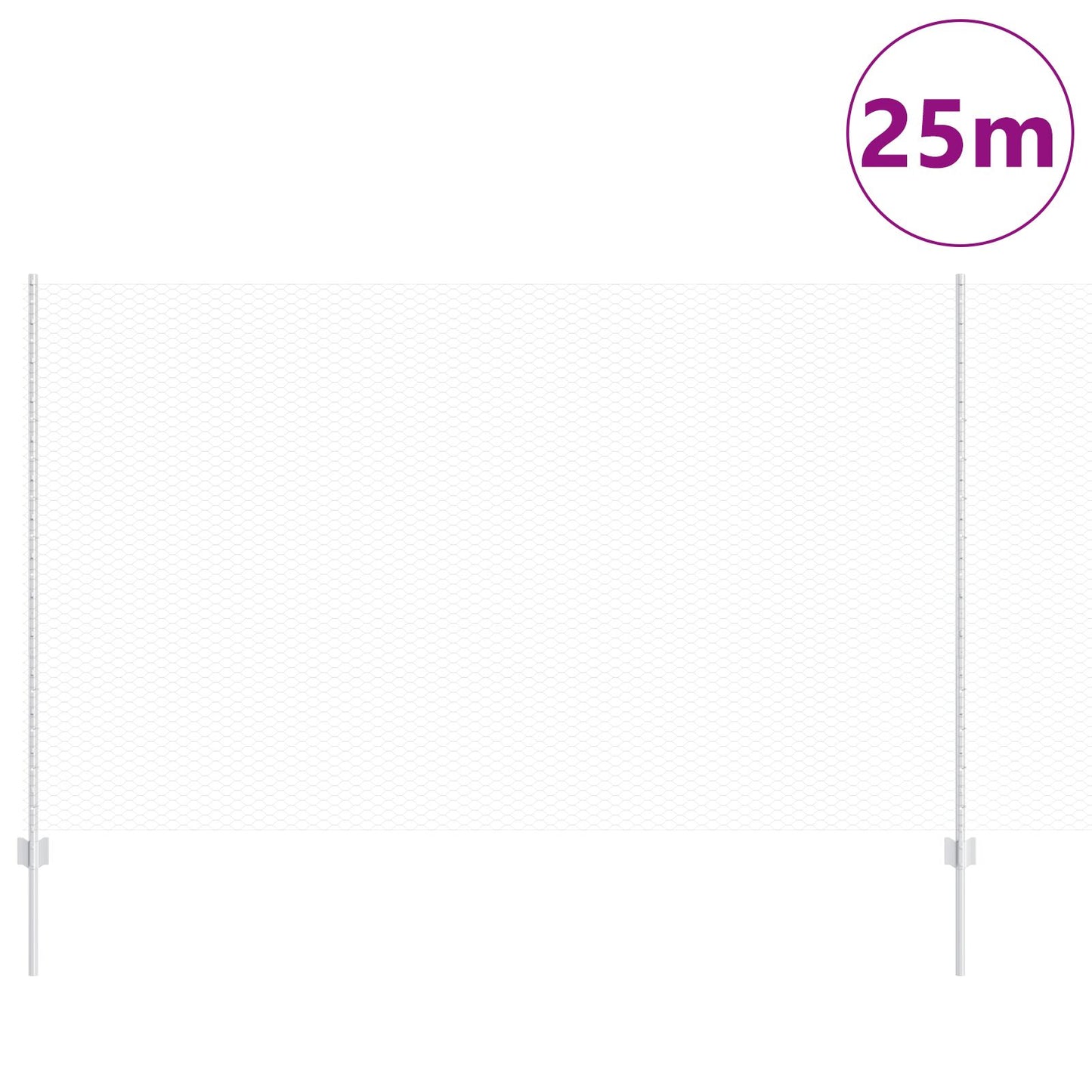 Aidan jalat 22 kpl U-kanava 140 cm Galvanoitu teräs, vidaXL Kuusikulmainen aita 1.4x25 m Galvanoitu teräs