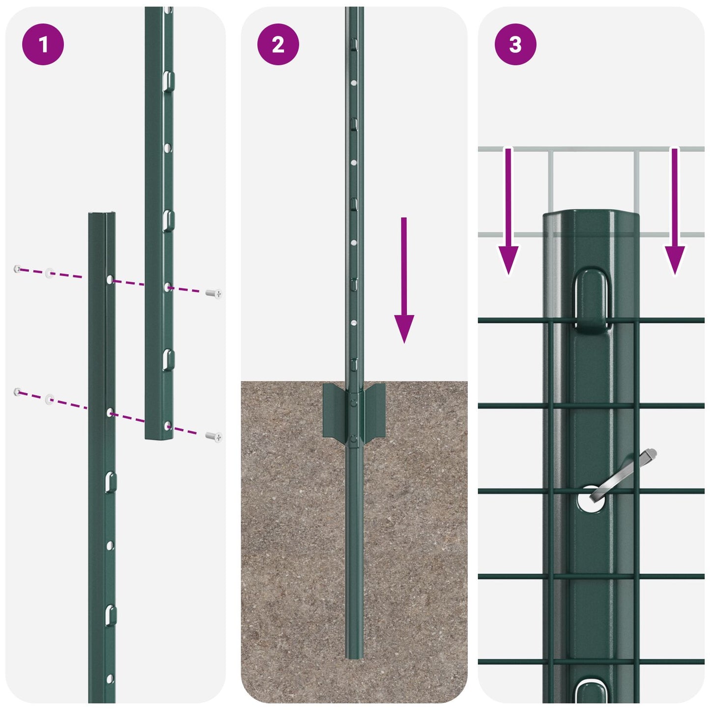 Welded Wire Fence with 22 U Posts Vihreä 1.2x50 m Teräs