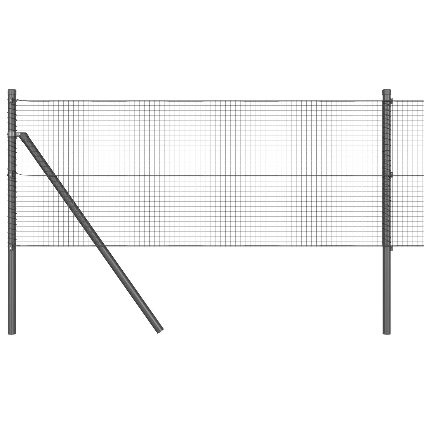 Welded Wire Fence with 13 Posts Harmaa 0.4x50 m Teräs