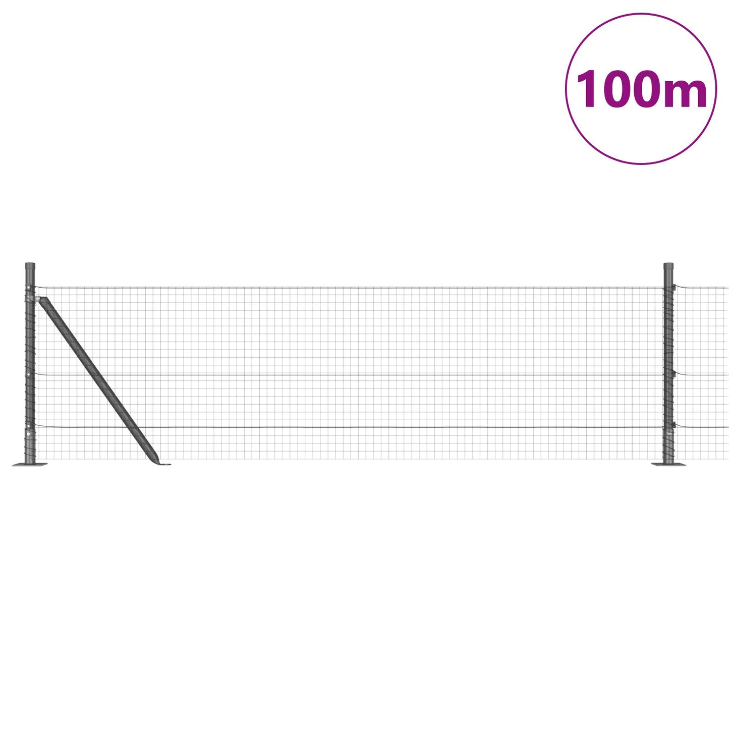 Welded Wire Fence 13 peitetolppalla Harmaa 0.4x100 m Teräs