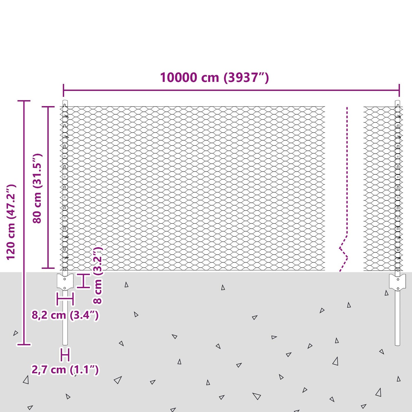 Verkkoposti 11 kpl U-kanava Harmaa 80 cm Teräs, vidaXL Kuusikulmainen verkko Harmaa 0.8x100 m Teräs