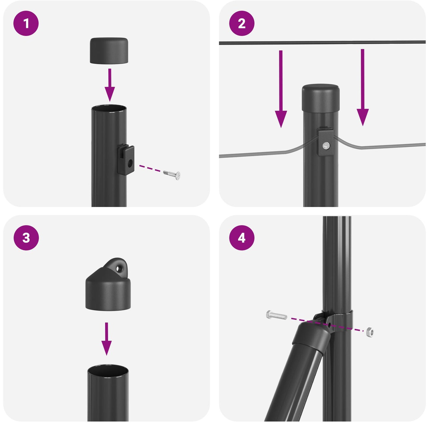 Welded Wire Fence with 13 Posts Harmaa 0.4x50 m Teräs