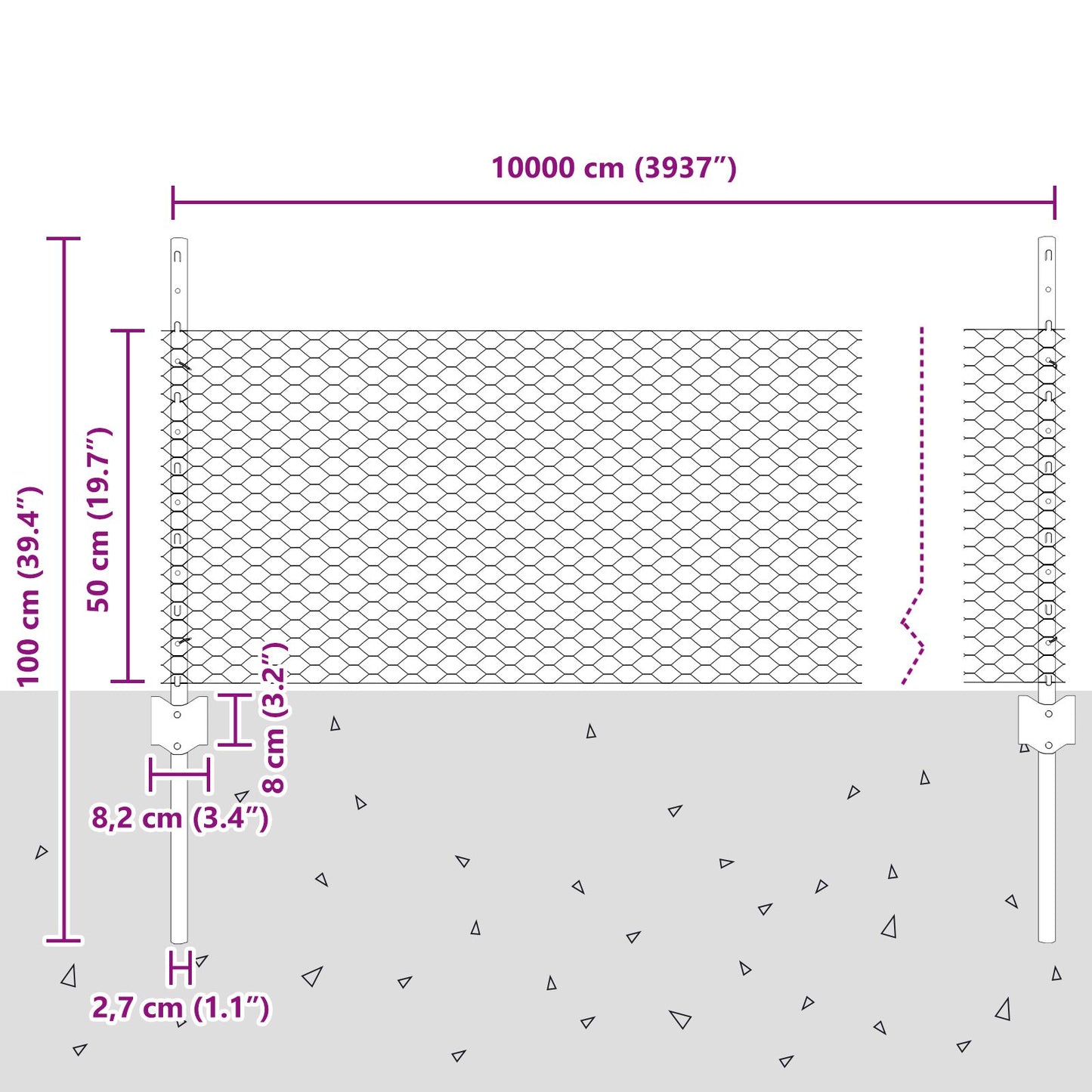 Verkkopostit 11 kpl U-kanava 60 cm Galvanoitu teräs, vidaXL Kuusikulmio verkko 0,5x100 m Galvanoitu teräs