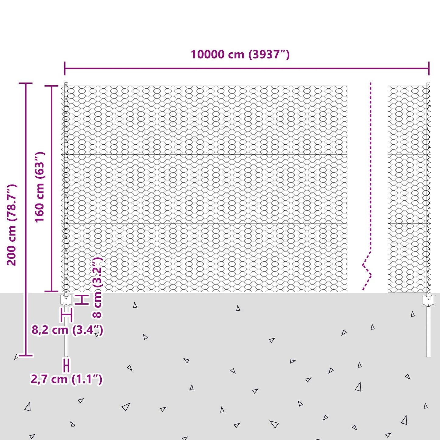 Verkkopostit 22 kpl U-kanava Harmaa 160 cm Teräs, vidaXL Kuusikulmainen verkko Harmaa 1.6x100 m Teräs