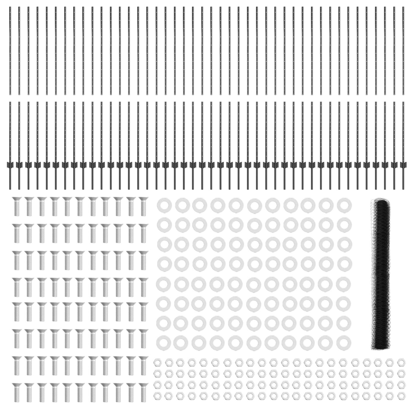 Verkkopostit 22 kpl U-kanava Harmaa 160 cm Teräs, vidaXL Kuusikulmainen verkko Harmaa 1.6x100 m Teräs