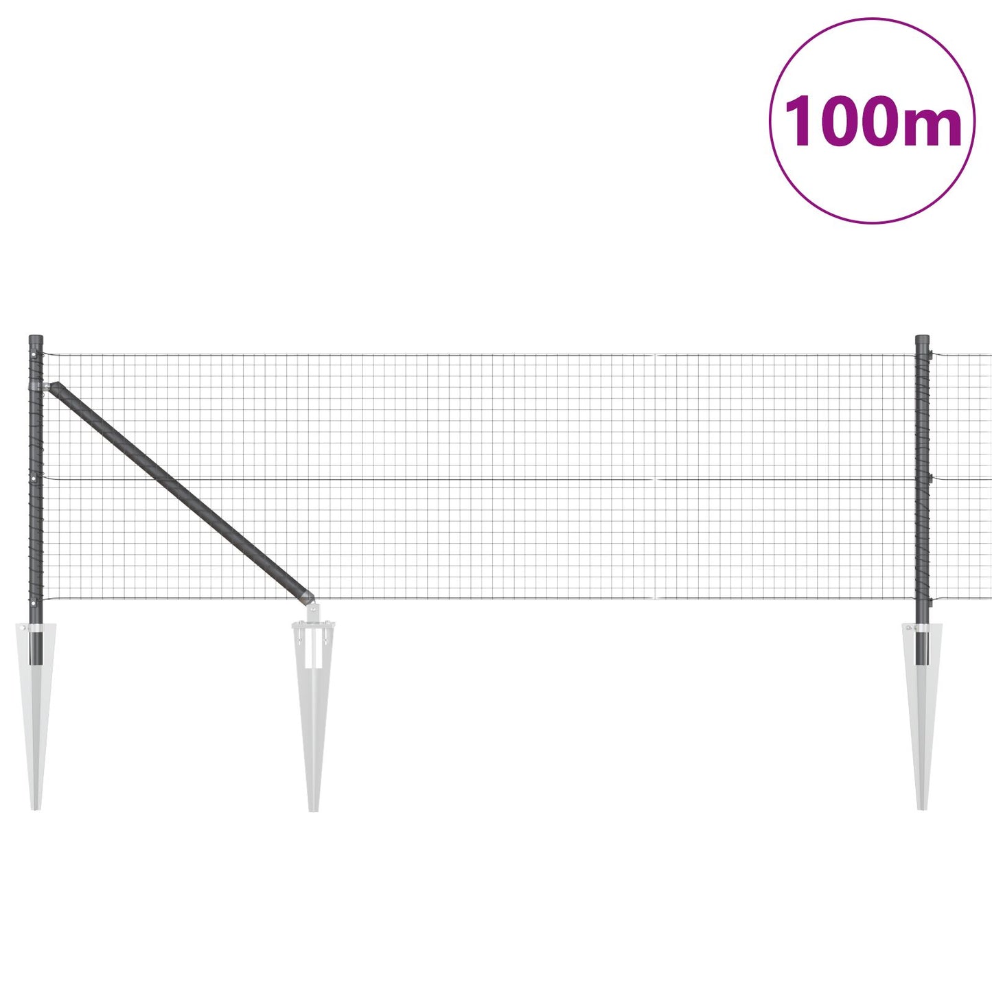 Taivutettu Lankaaida 13 Kärkipostia Harmaa 0.4x100 m Teräs