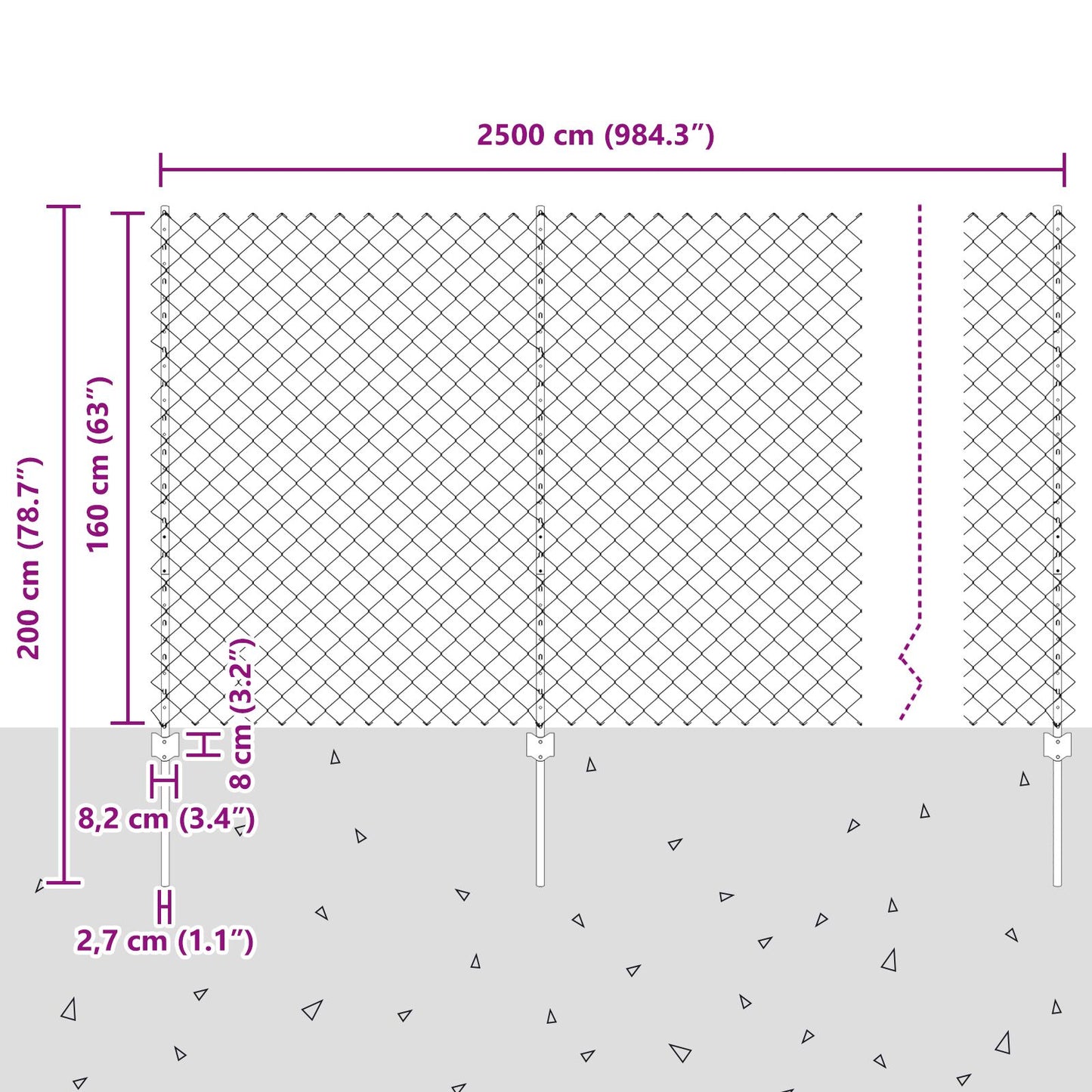 :n ketjuverkkohäkkä 22 U-pylväällä Vihreä 1.6x25 m Teräs