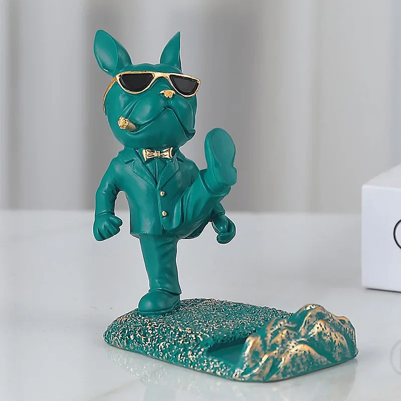 Bulldog Phone Holder, Animal Statue Figurine
