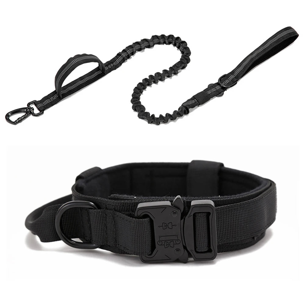 Taktinen koiran panta+hihna paketti, tai erikseen,useita värejä / Pet Dog Collar Leash Set Nylon Material Durable Dog Collar Reflective Leash Pet Tactical Training Dog Collar Large Dog Leash Set