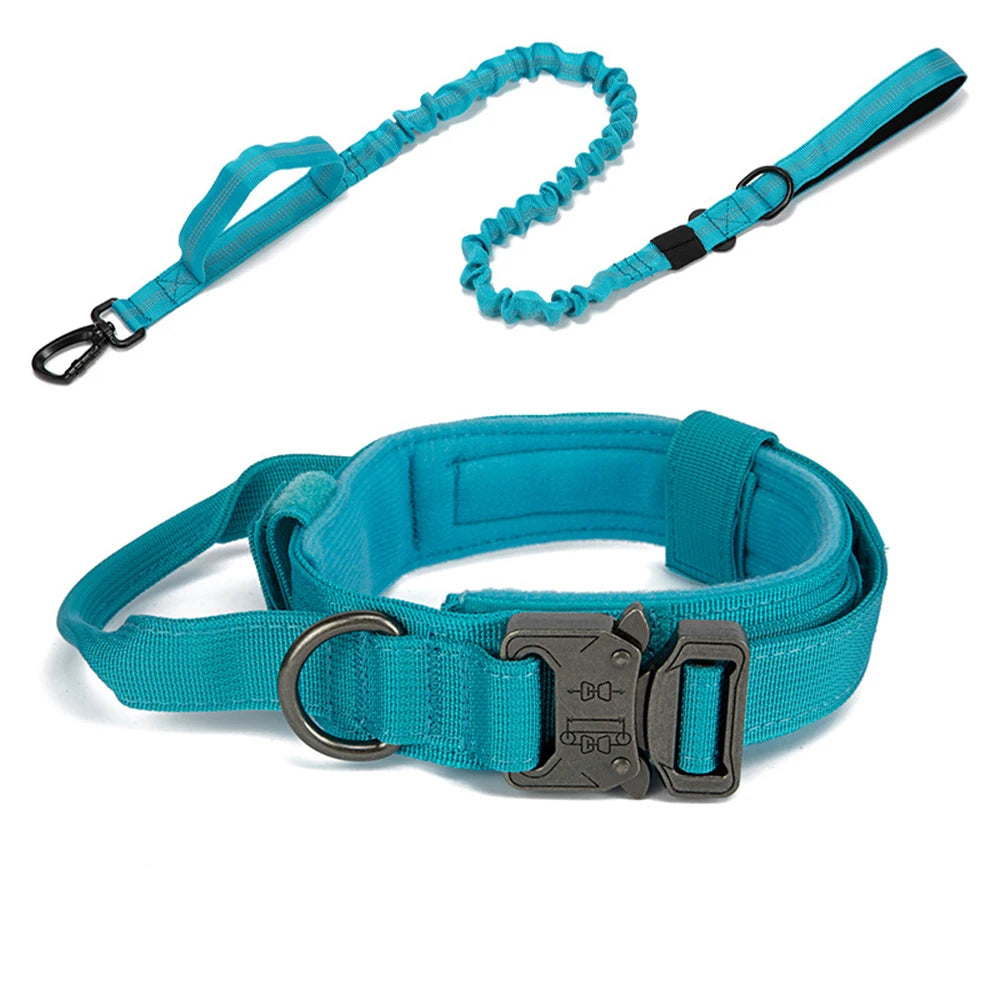 Taktinen koiran panta+hihna paketti, tai erikseen,useita värejä / Pet Dog Collar Leash Set Nylon Material Durable Dog Collar Reflective Leash Pet Tactical Training Dog Collar Large Dog Leash Set