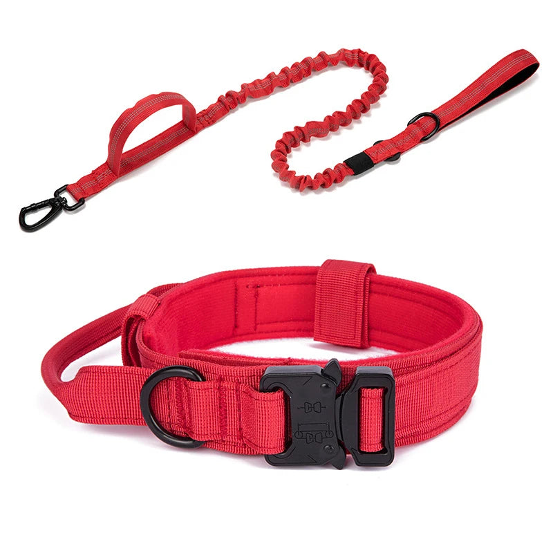 Taktinen koiran panta+hihna paketti, tai erikseen,useita värejä / Pet Dog Collar Leash Set Nylon Material Durable Dog Collar Reflective Leash Pet Tactical Training Dog Collar Large Dog Leash Set