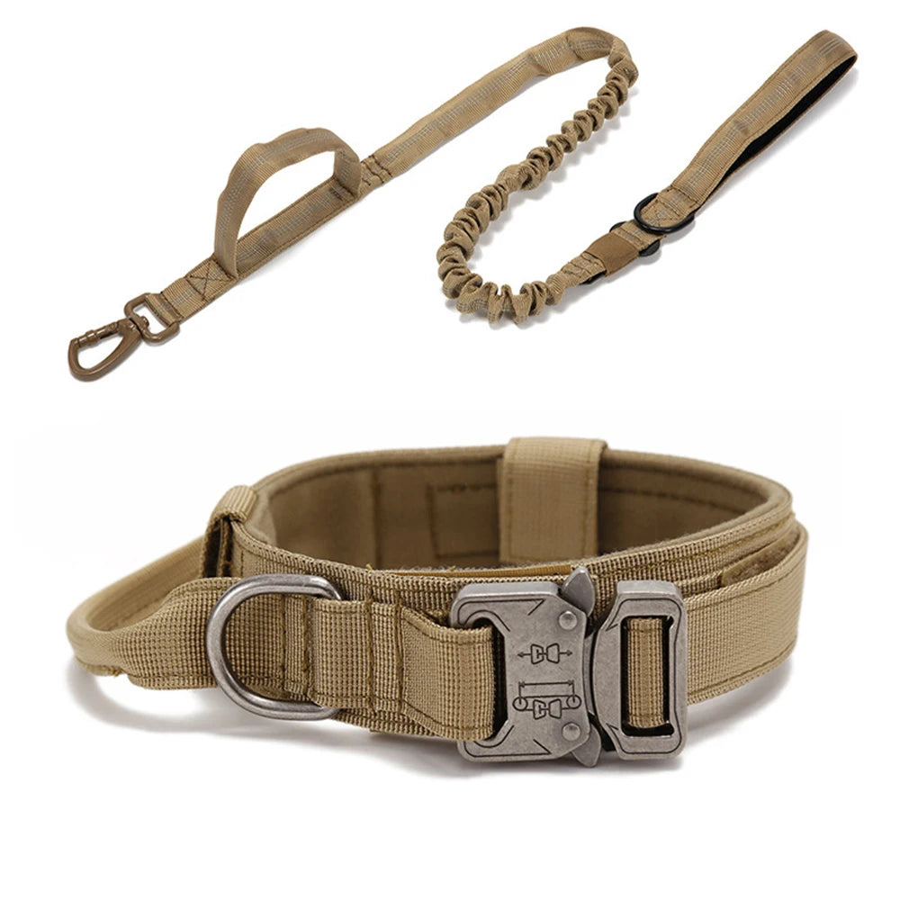 Taktinen koiran panta+hihna paketti, tai erikseen,useita värejä / Pet Dog Collar Leash Set Nylon Material Durable Dog Collar Reflective Leash Pet Tactical Training Dog Collar Large Dog Leash Set