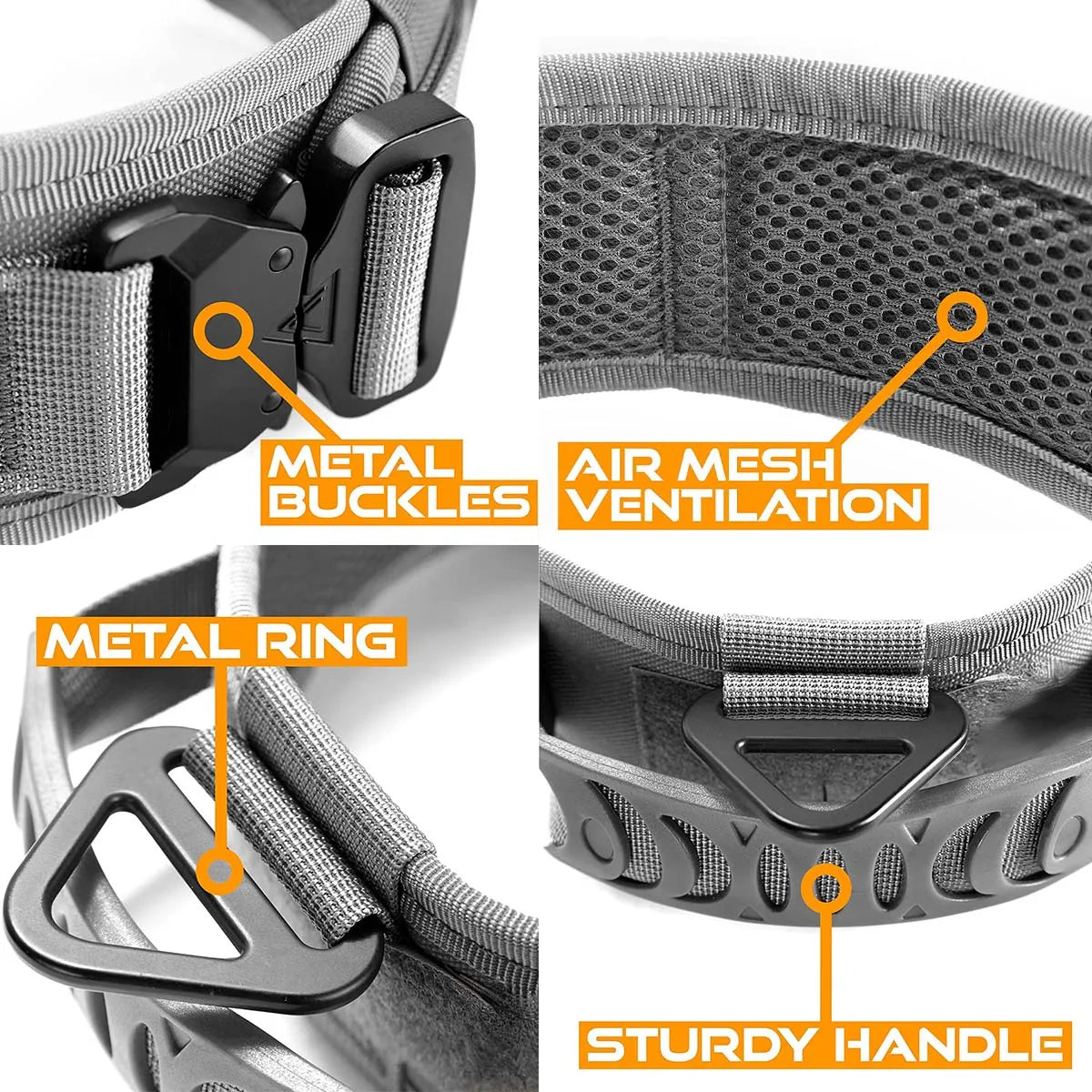 Taktinen paksu vahva koiranpanta kahvalla, eri värejä + Hihna ! / Military-Grade Tactical Dog Collar with Handle Heavy Duty Collar for Medium and Large Dogs Provides Ultimate Control