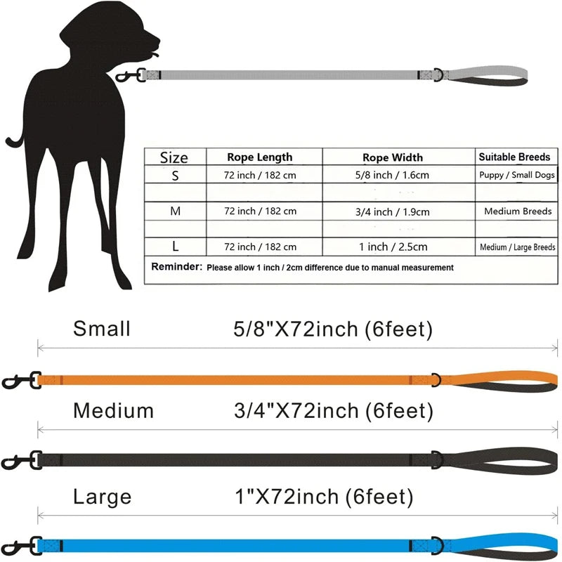Hihna, pehmustetulla kahvalla / Dog Leash Polyamide Rope With Soft Padded Handle Durable Dog Training Lead Metal Swivel