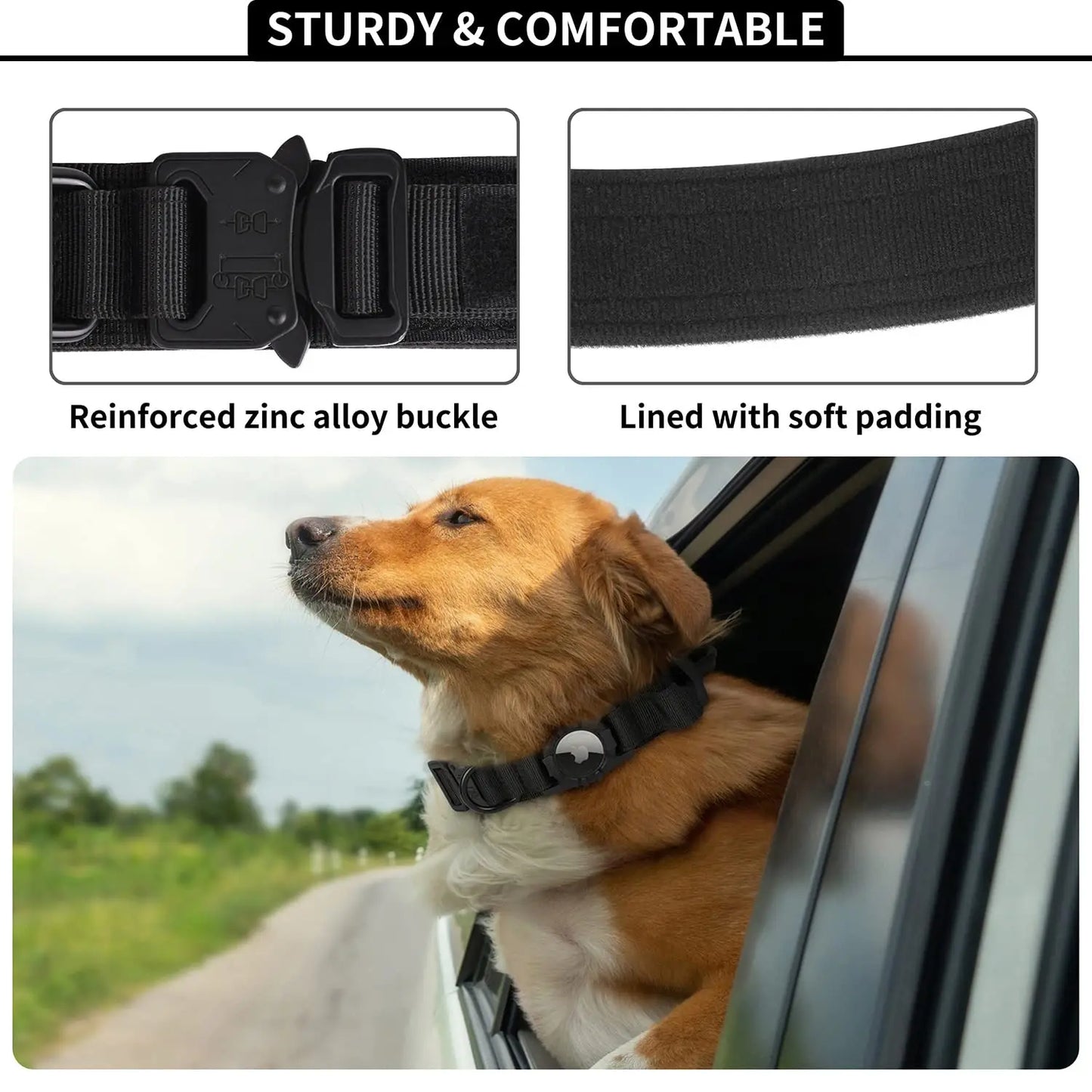 Taktinen Airtag iphone paikannus kaulapannat, seuranta panta, eri värejä / AirTag Tactical Dog Collar, with AirTag Holder and Handle Military Dog Metal Buckle Adjustable GPS Collar for Medium Large Dogs
