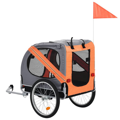 Pet transport trailer for bicycle orange and grey