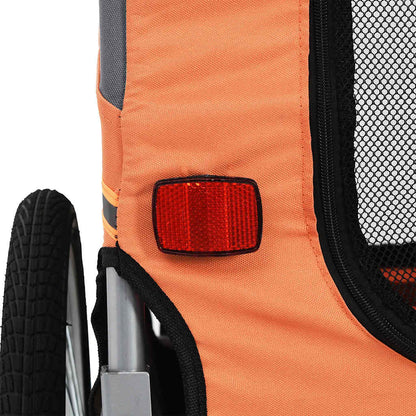 Pet transport trailer for bicycle orange and grey