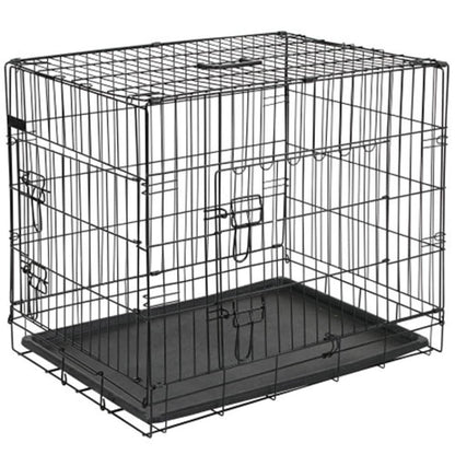 Dog transport cage metal 92.5x57.5x64 cm black