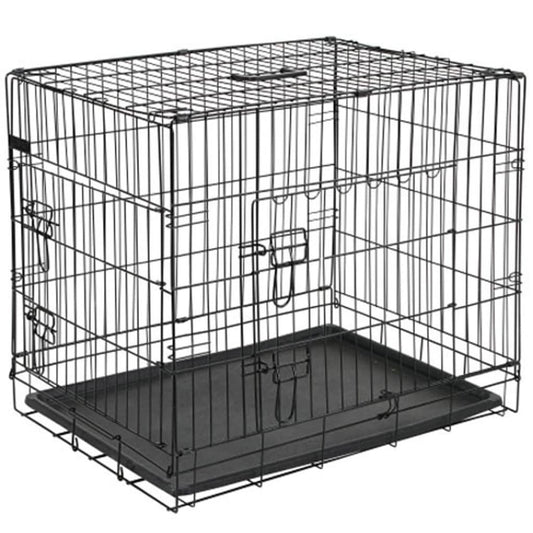 Dog transport cage metal 92.5x57.5x64 cm black