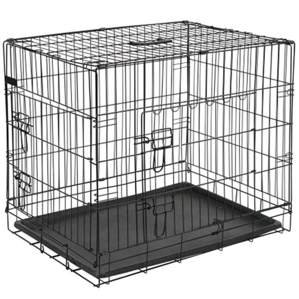 Dog transport cage metal 107x70x77.5 cm black
