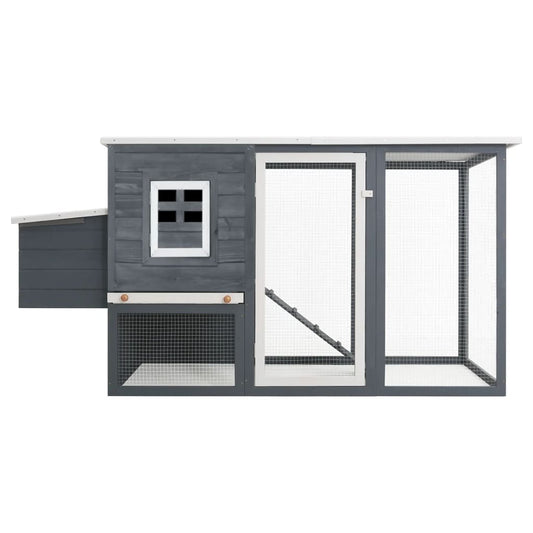 Outdoor chicken coop with 1 egg crate, grey wood