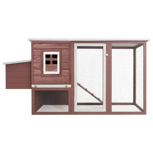 Outdoor chicken coop with 1 egg crate, brown wood