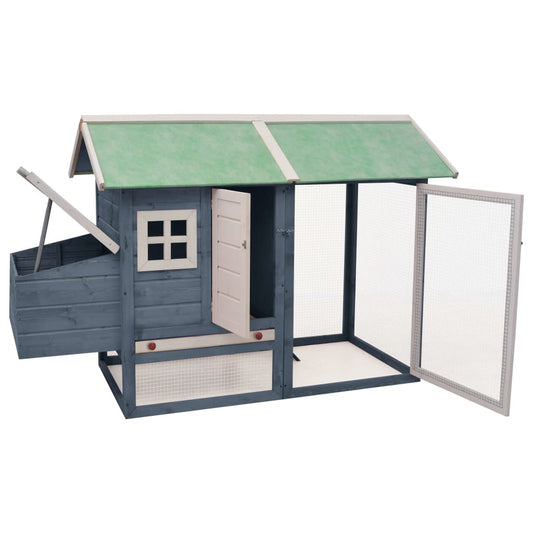 Chicken coop grey 170x81x110 cm solid pine and spruce