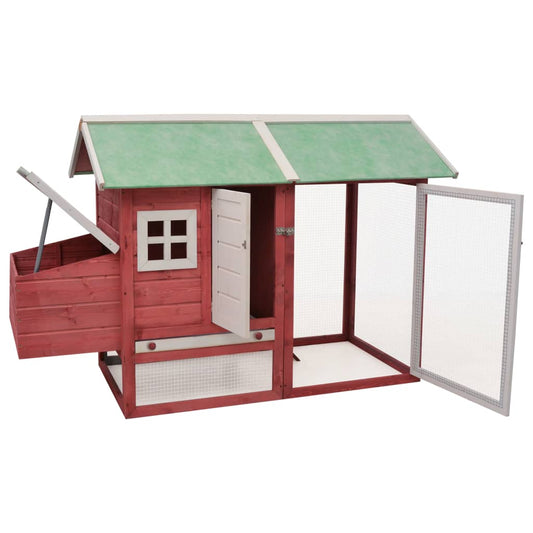 Chicken coop red 170x81x110 cm solid pine and spruce