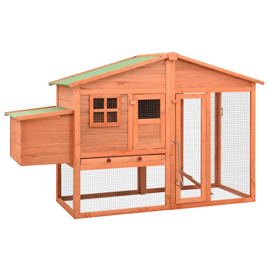 Chicken coop with nest box full of six