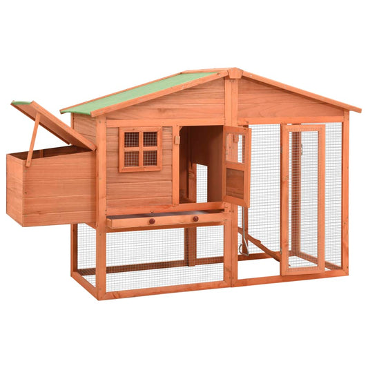 Chicken coop with nest box full of six