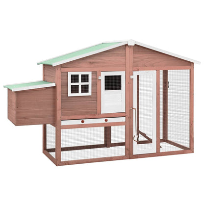Chicken coop with nest box in suede and white solid spruce