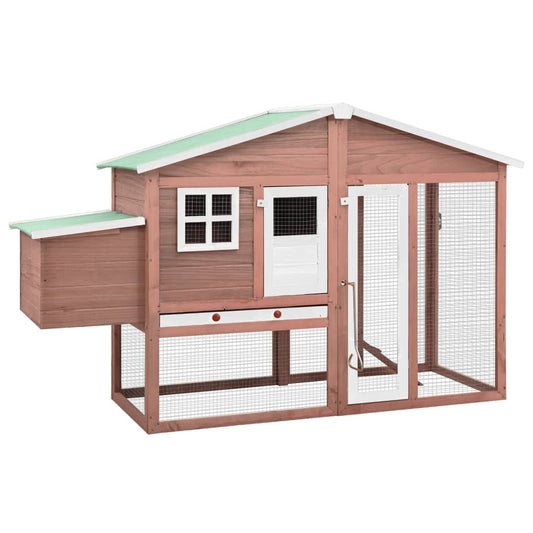 Chicken coop with nest box in suede and white solid spruce