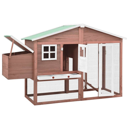 Chicken coop with nest box in suede and white solid spruce