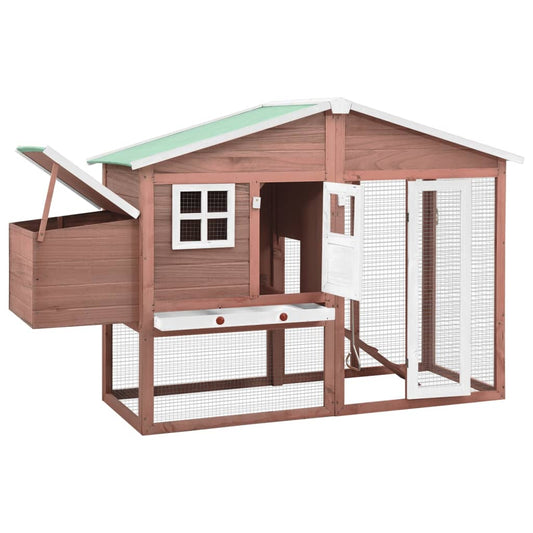 Chicken coop with nest box in suede and white solid spruce