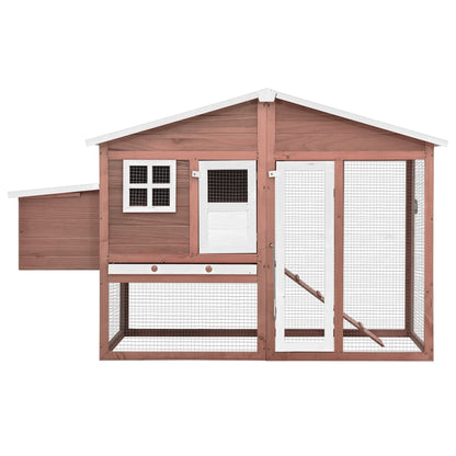 Chicken coop with nest box in suede and white solid spruce